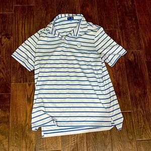 Blue and white striped Stitch golf shirt size L